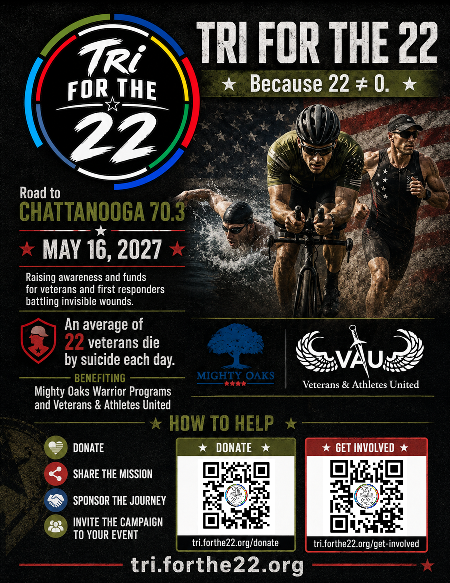 Tri For The 22 campaign flier