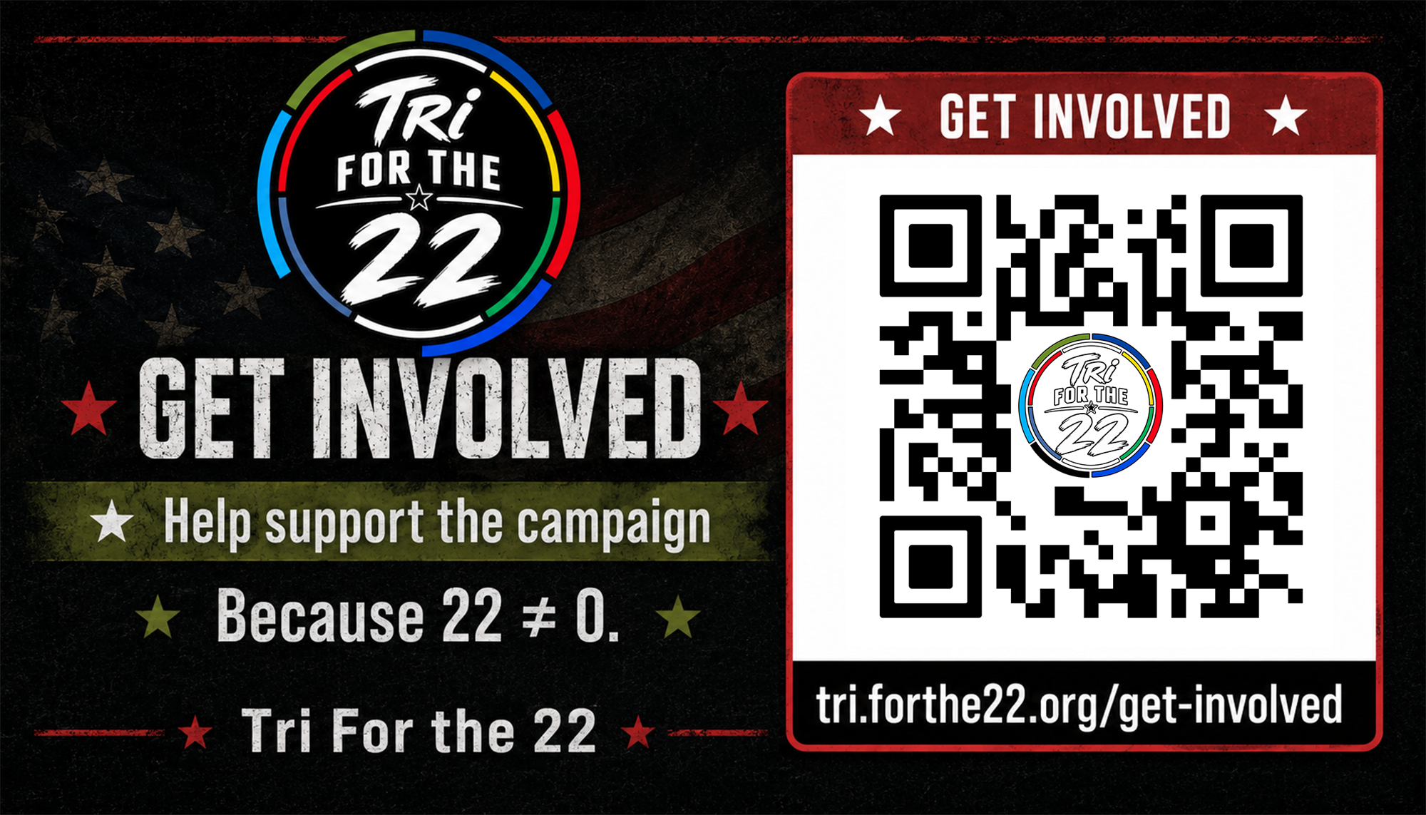 Tri For The 22 Get Involved QR card