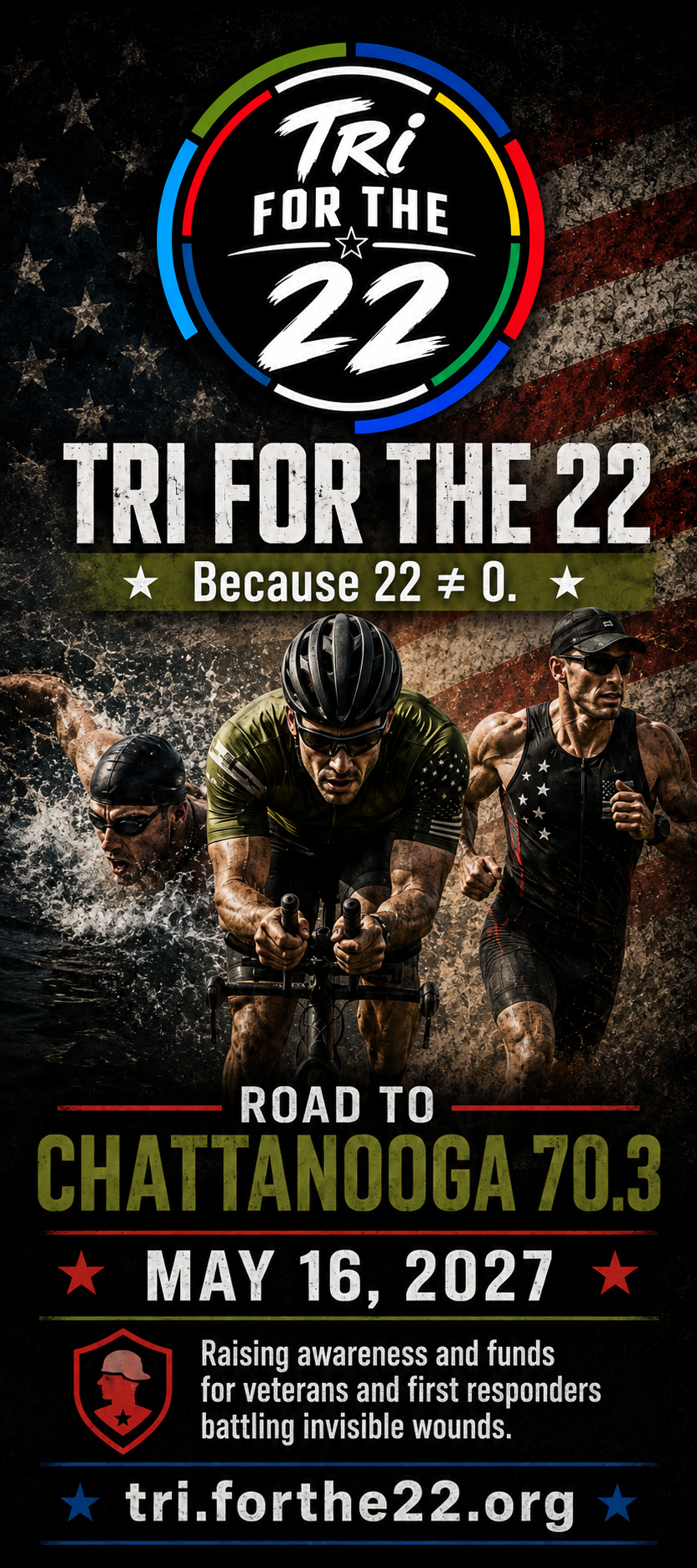 Tri For The 22 rack card, front